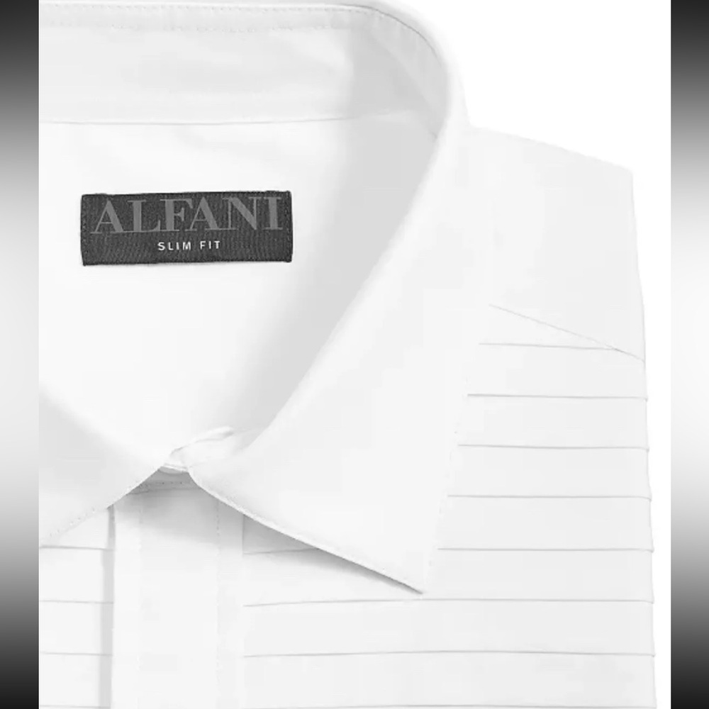 Alfani Men's Slim Fit Horizontal Pleated Panel Formal Shirt NWT - Picture 2 of 6